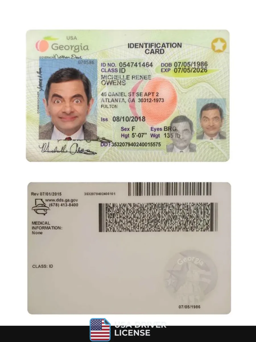 Usa Georgia Id Card 2018 Present