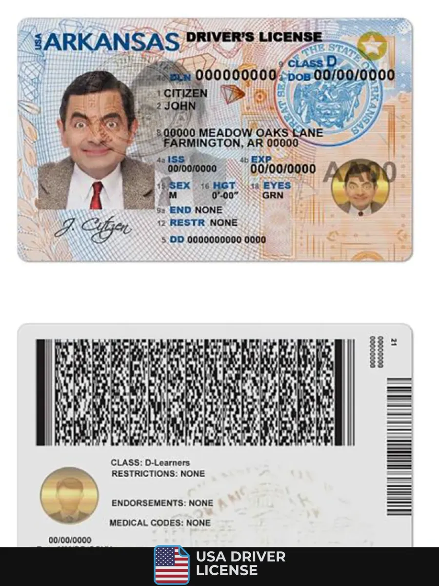 Usa Arkansas Driving License — Driver License
