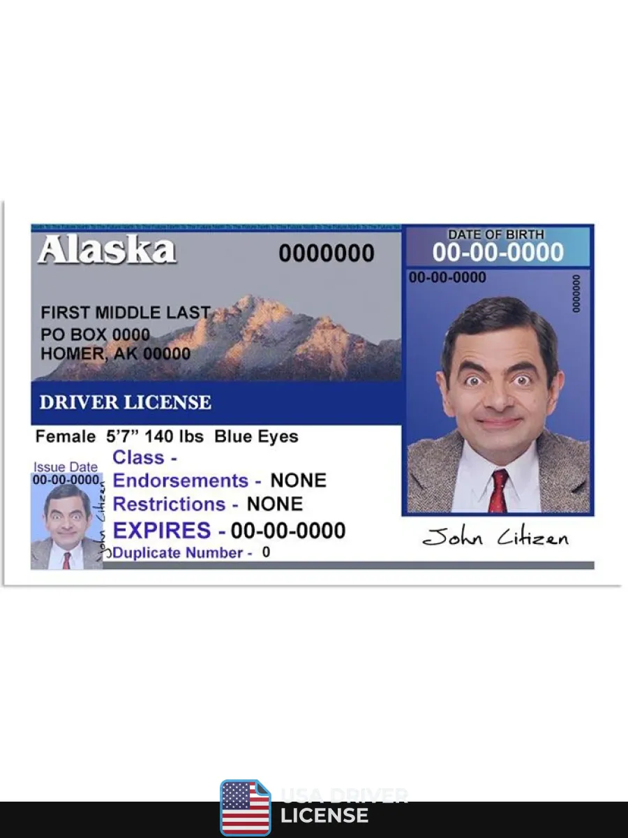 Usa Alaska Driving License Version 2 Front — Driver License