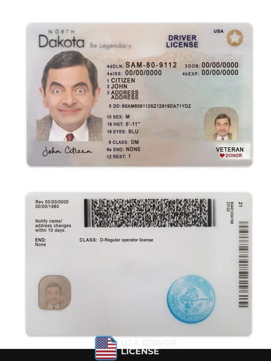 Usa North Dakota Driving License 2023 Present — Driver License