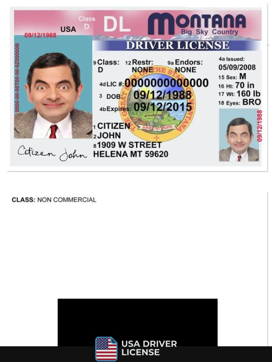 Usa Montana Driving License Version 2 — Driver License
