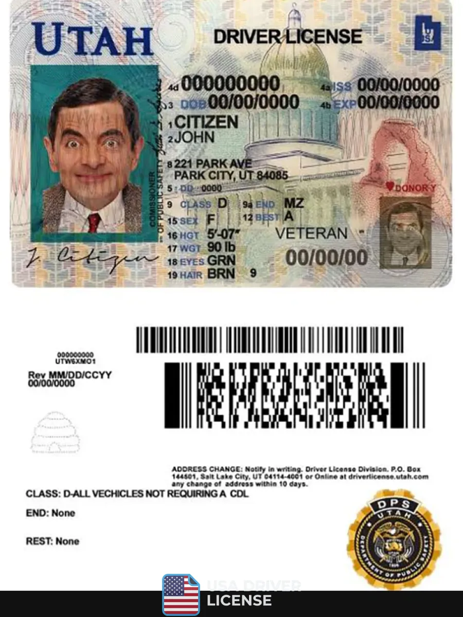 Usa Utah Driving License — Driver License