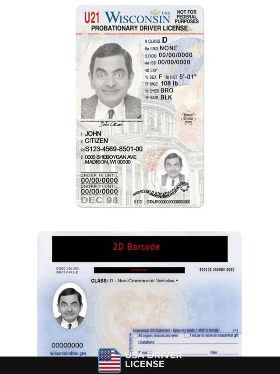 Usa Wisconsin Driving License Under 21 — Driver License