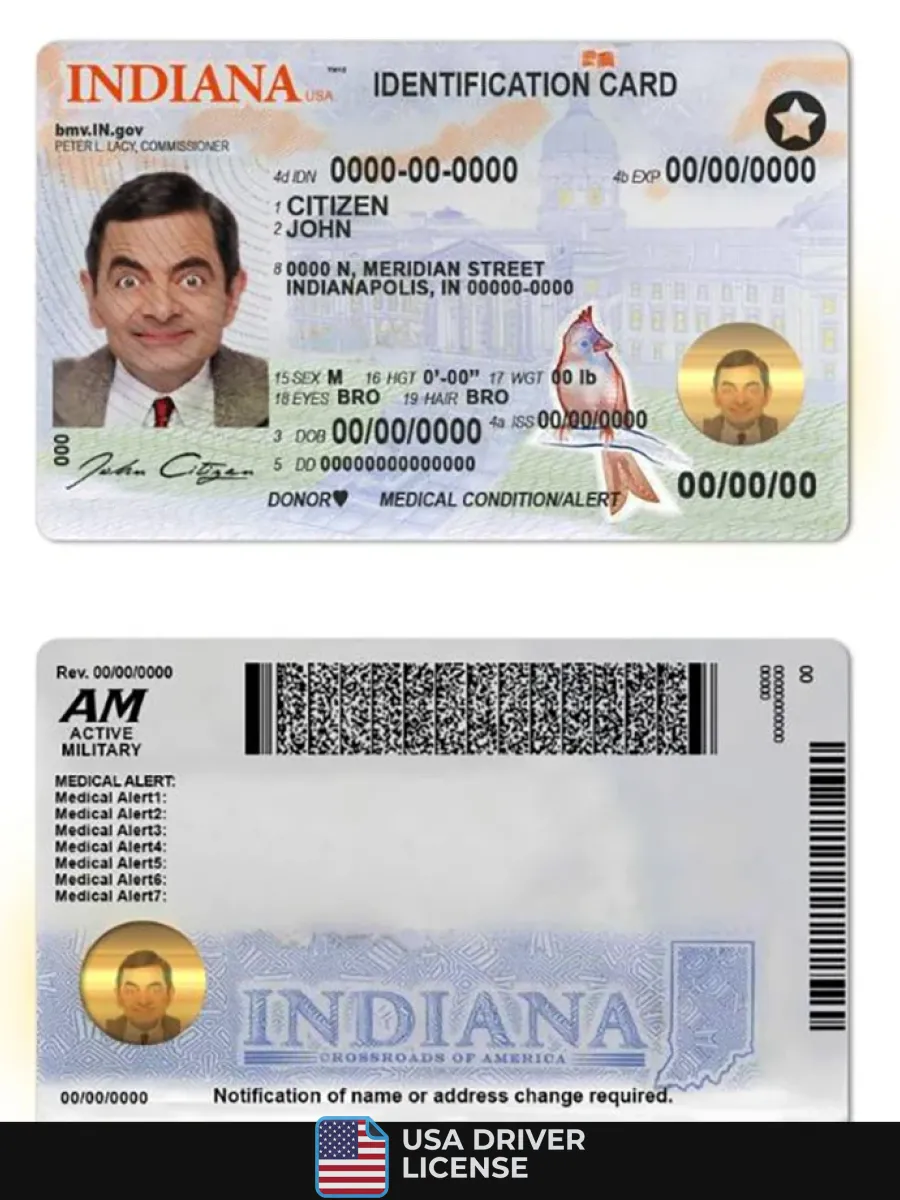 Usa Indiana State Id
