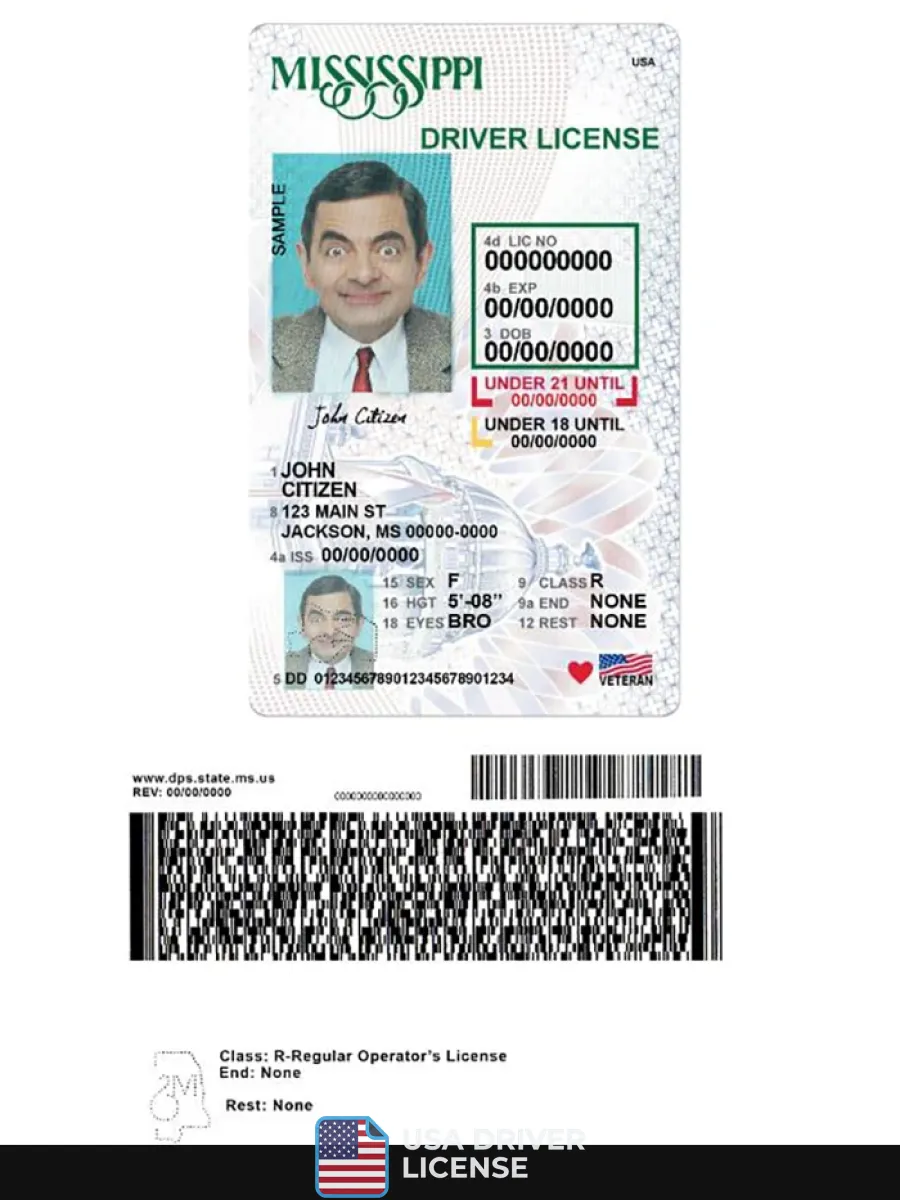 Usa Mississippi Driving License Under 21 — Driver License