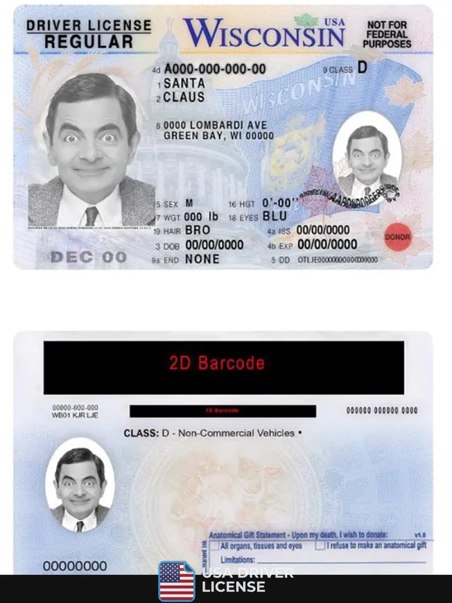 Usa Wisconsin Driving License — Driver License