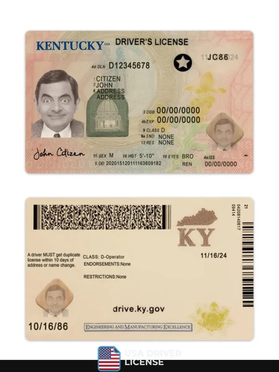 Usa Kentucky Driving License 2020 Present — Driver License