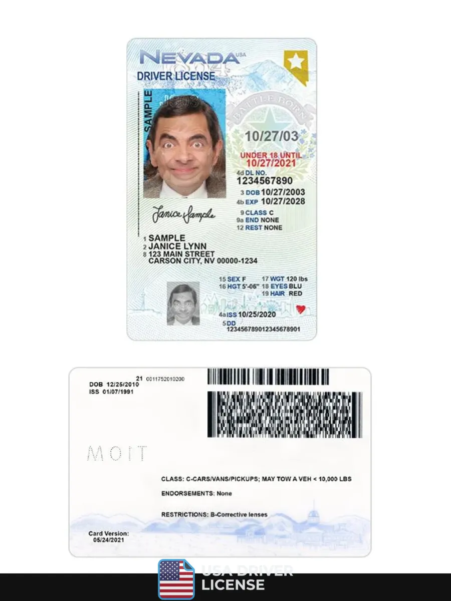 Usa Nevada Under 21 Driving License — Driver License