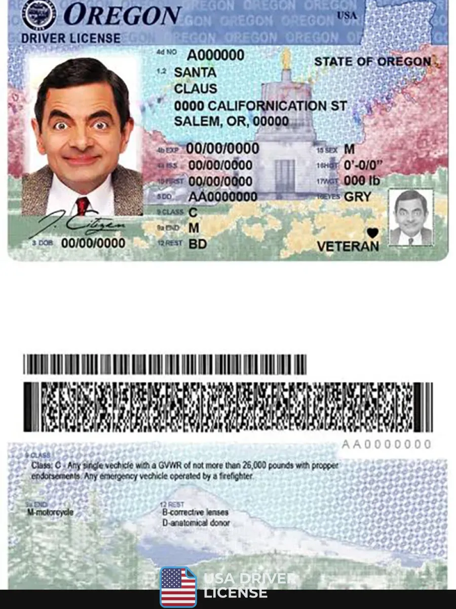 Usa Oregon State Driving License — Driver License