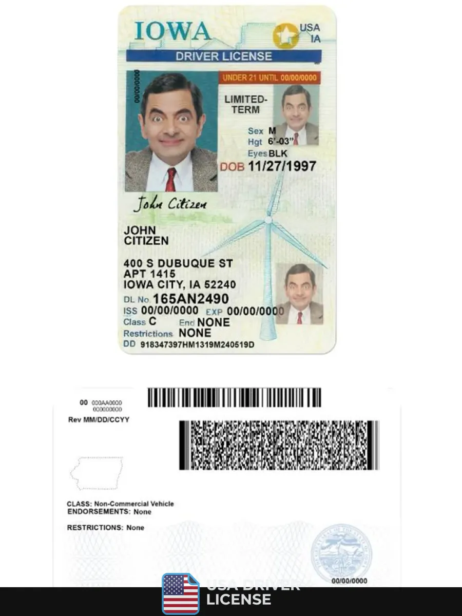 Usa Iowa Driving License Under 21 — Driver License