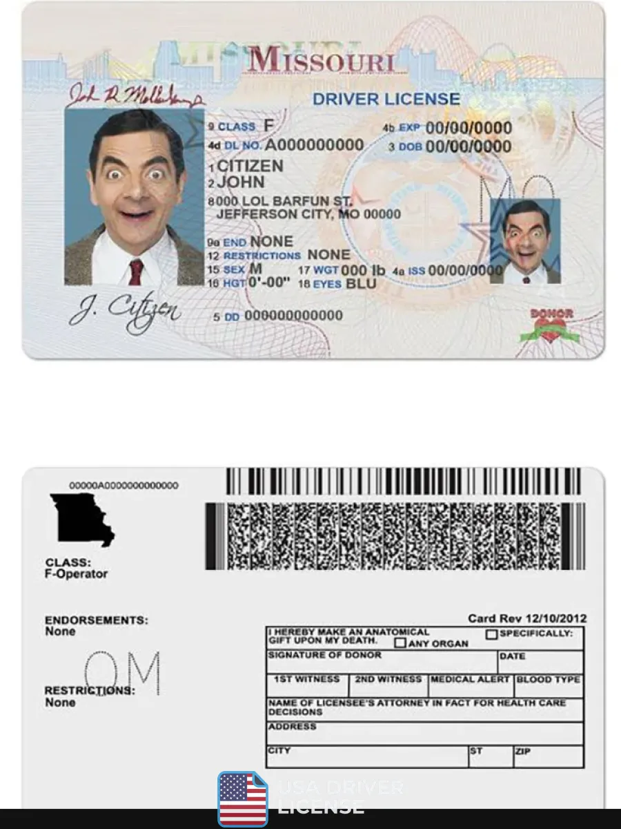 Usa Missouri Driving License — Driver License