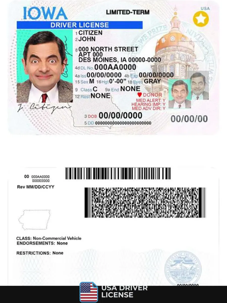 Usa Iowa Driving License — Driver License