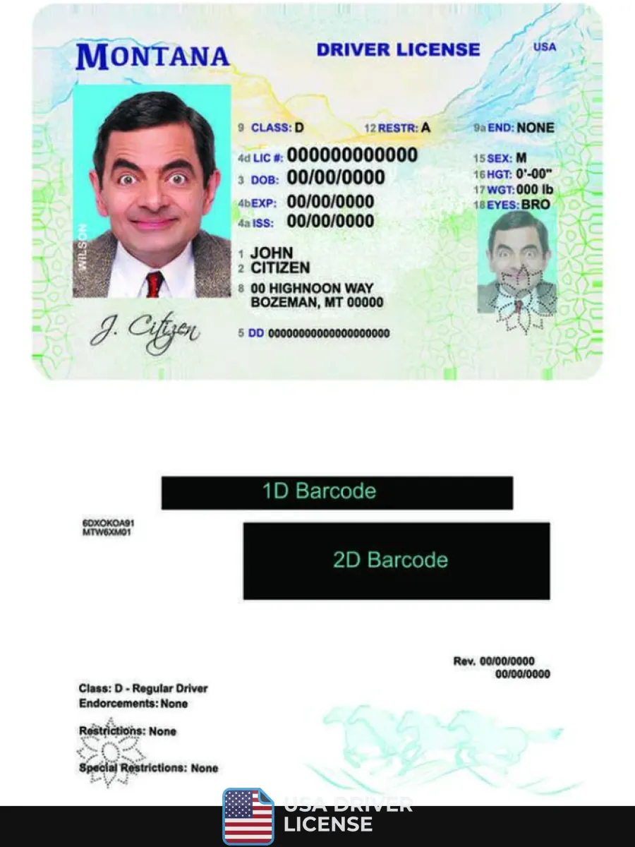 Usa Montana Driving License — Driver License