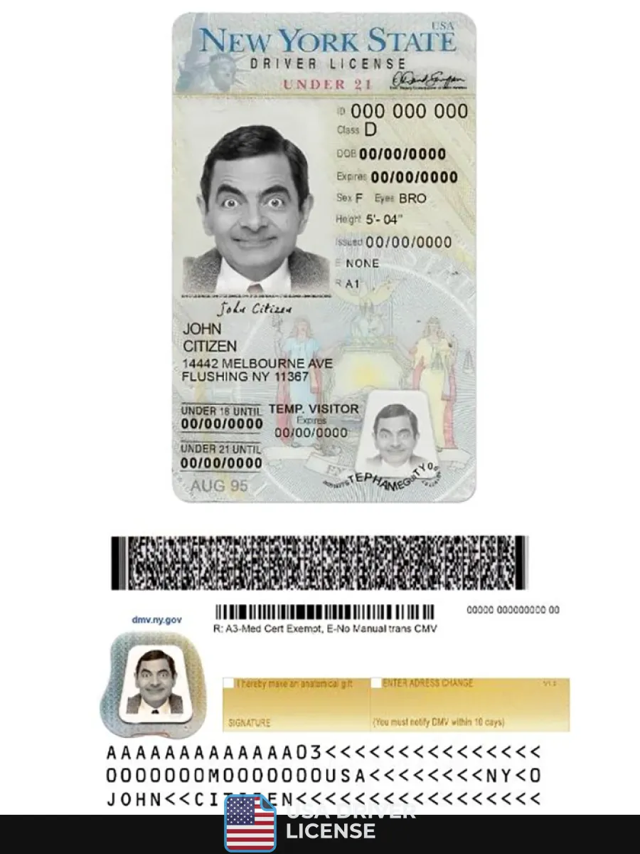 Usa New York Driving License Under 21 — Driver License