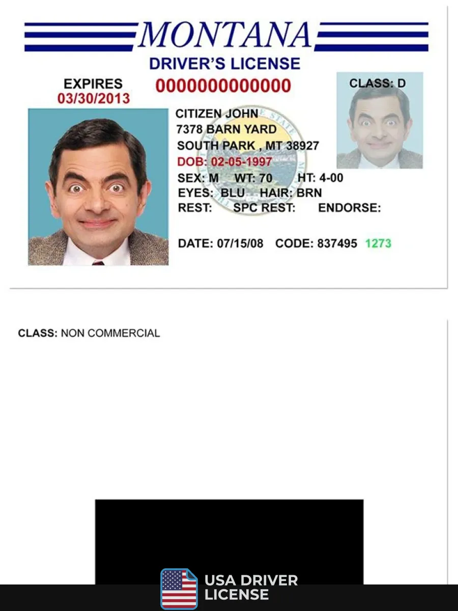 Usa Montana Driving License Version 3 — Driver License