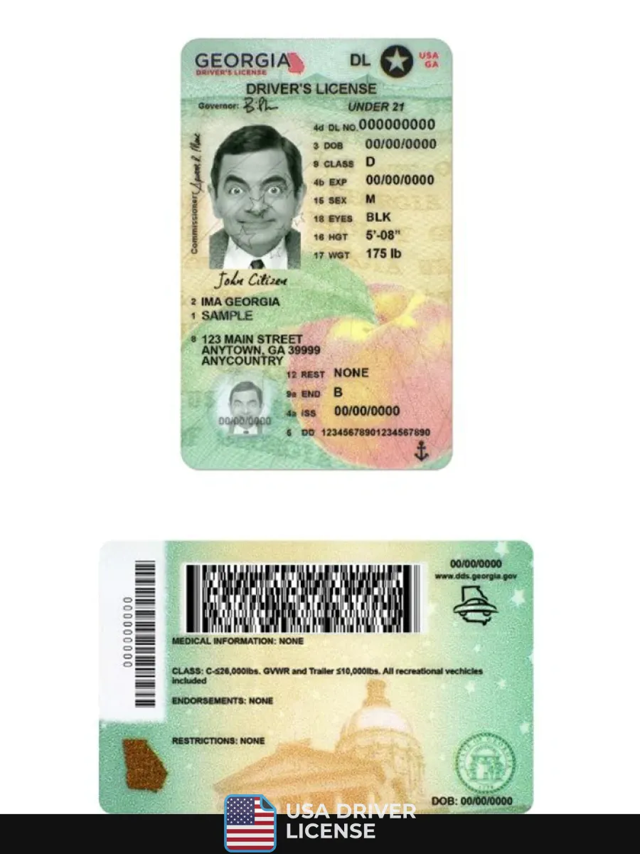 Usa Georgia Driving License Under 21 — Driver License