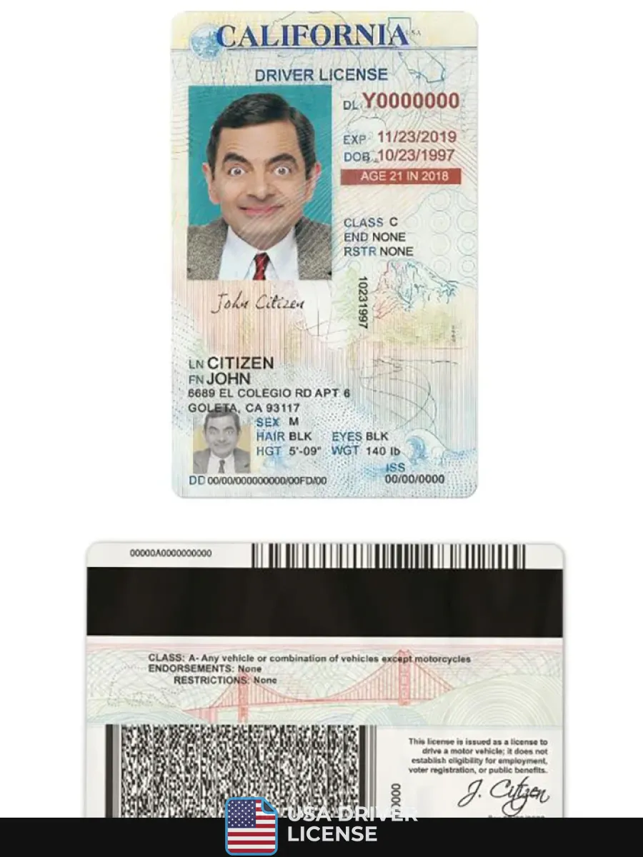 Usa California Driving License Under 21 — Driver License