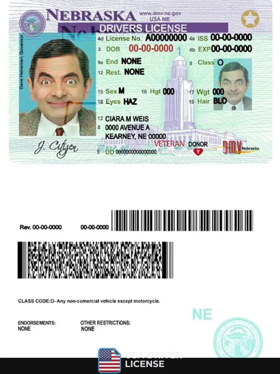 Usa Nebraska Driving License — Driver License