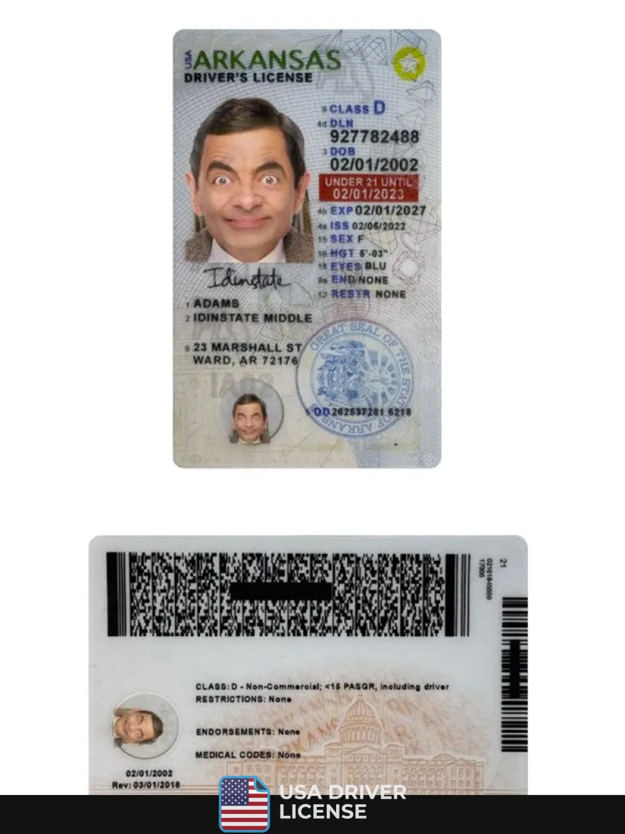 Usa Arkansas Under 21 Driving License — Driver License