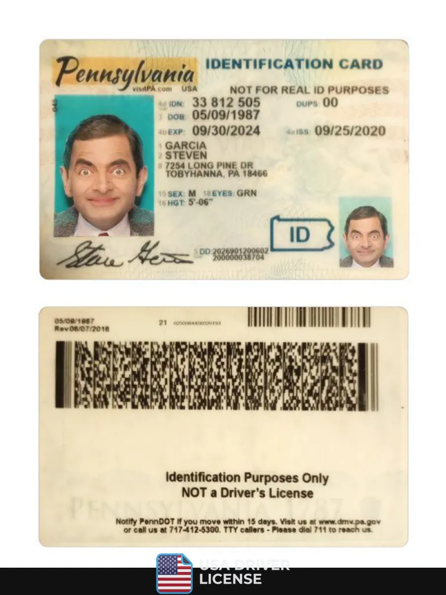 Usa Pennsylvania Id Card — ID Cards