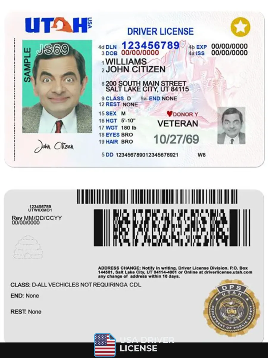Usa Utah Driving License 2021 Present