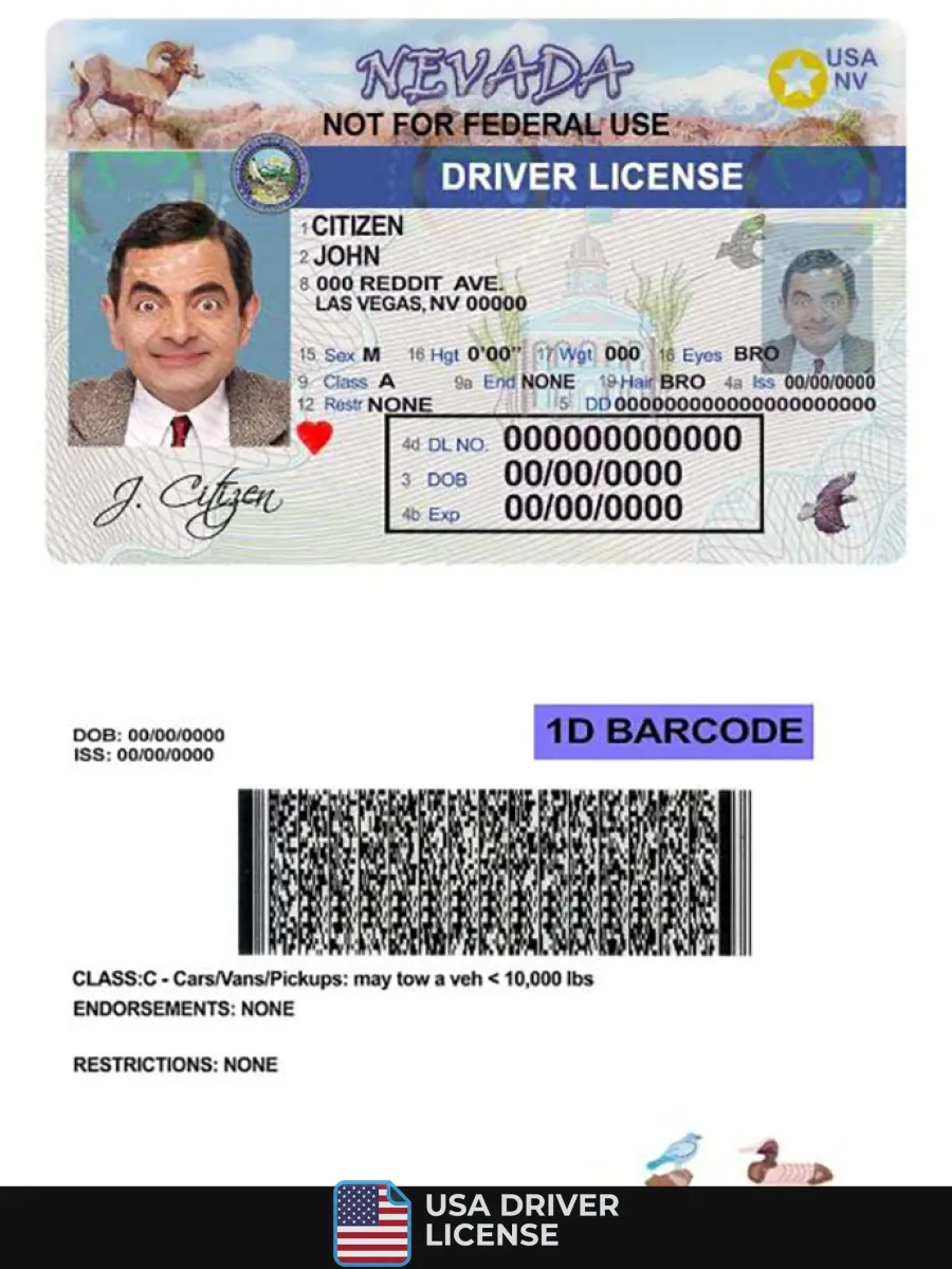 Usa Nevada Driving License — Driver License