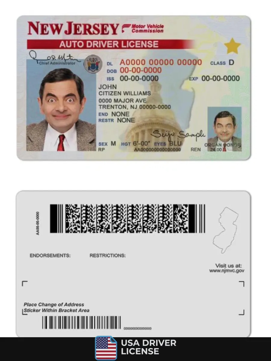 Usa New Jersey Driving License — Driver License