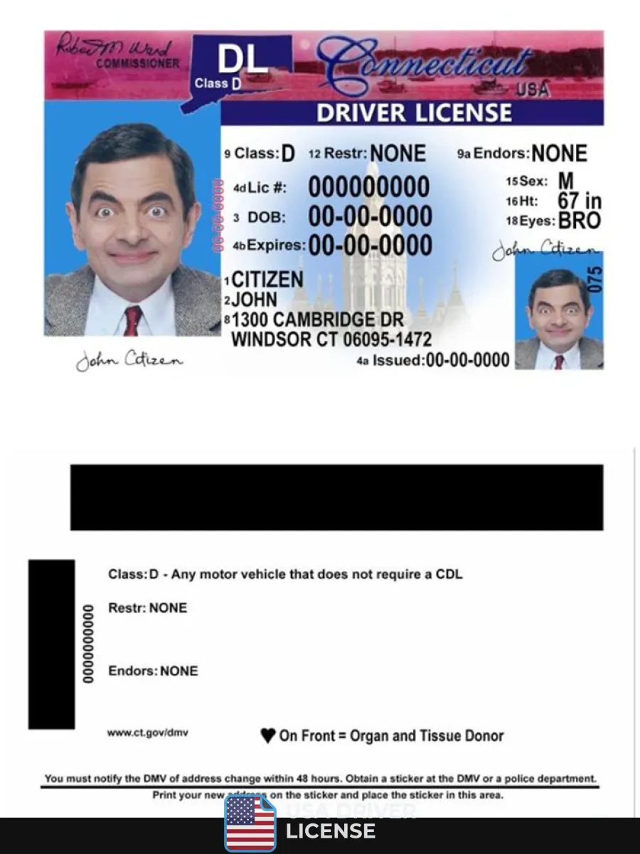 Usa Connecticut Driving License Version 2 — Driver License