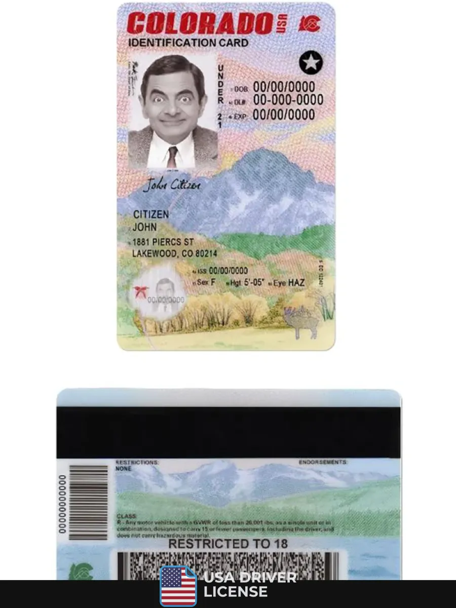Usa Colorado Id Card Under 21