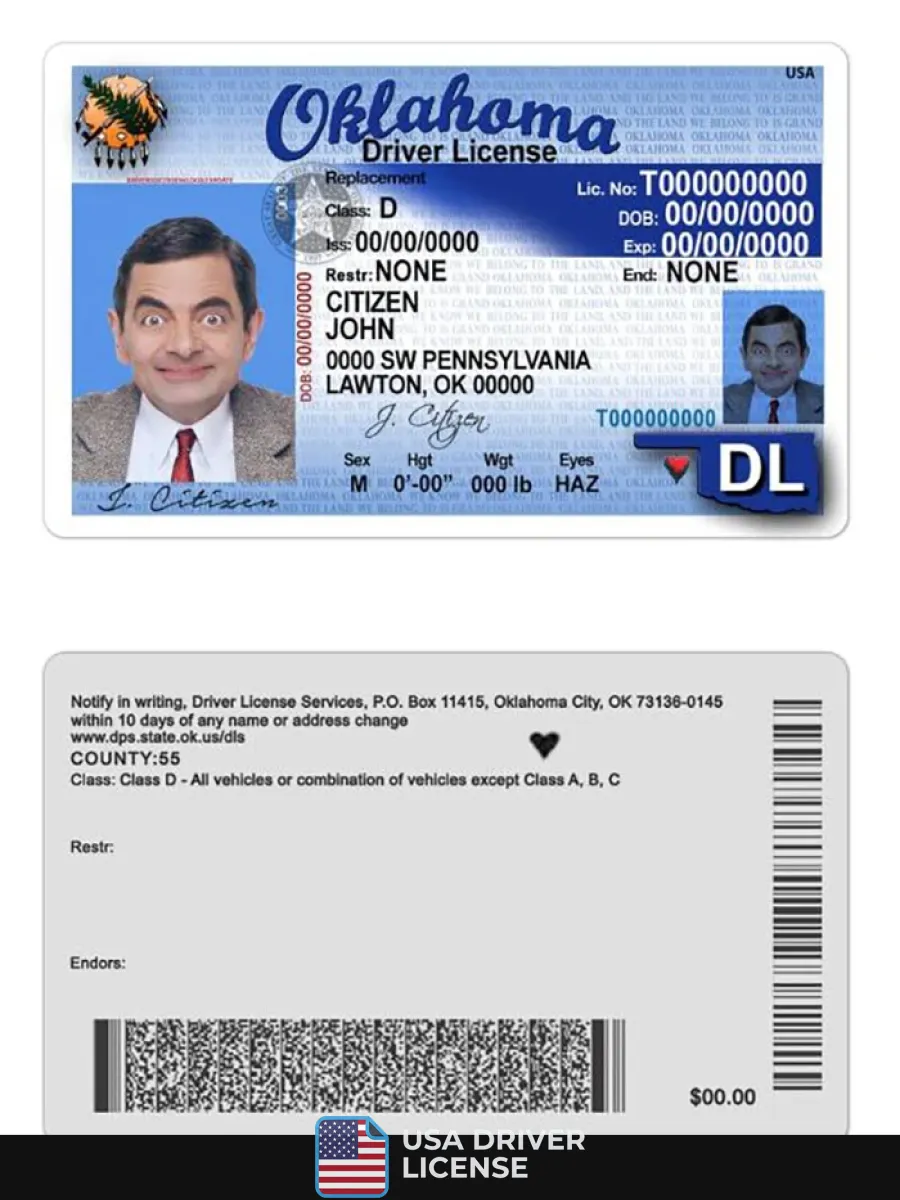 Usa Oklahoma Driving License — Driver License