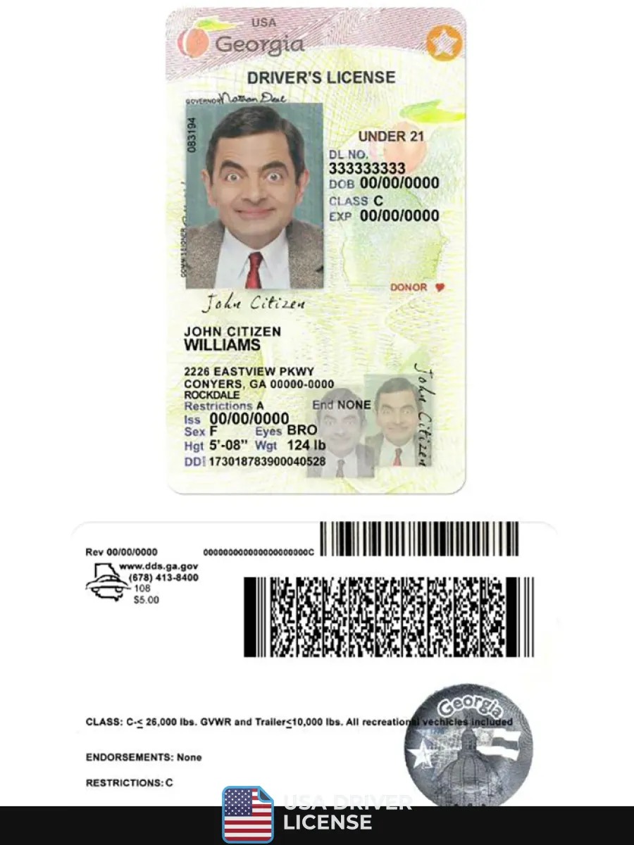 Usa Georgia Driving License Under 21 2017 2019 — Driver License
