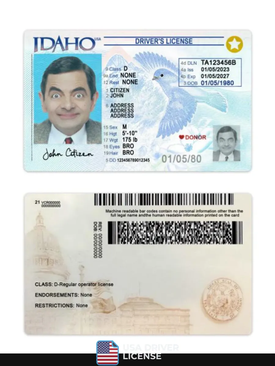 Usa Idaho Driving License 2023 Present — Driver License
