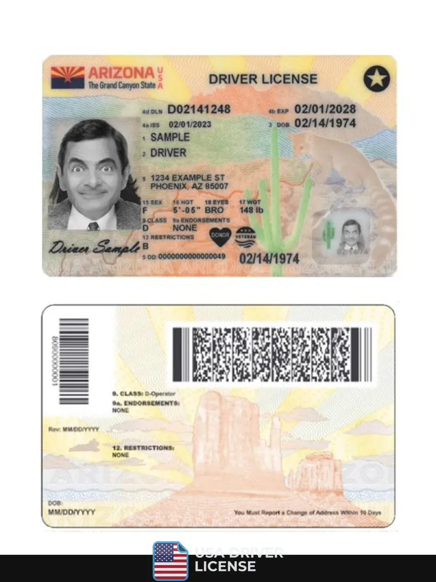 Usa Arizona Driving License 2023 Present — Driver License