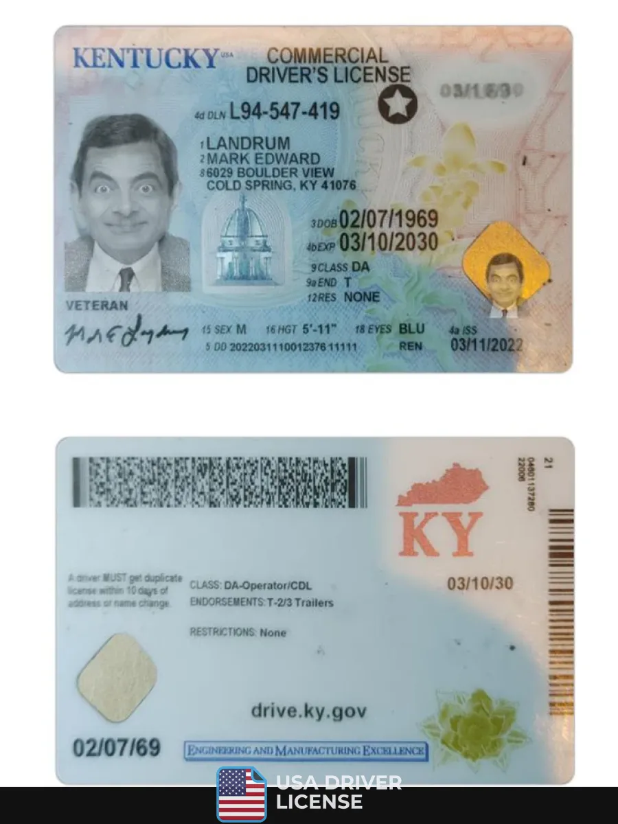 Usa Kentucky Driving License 2022 Present — Driver License