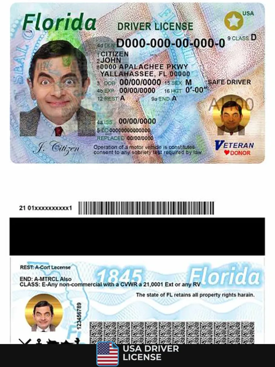 Usa Florida Driving License — Driver License