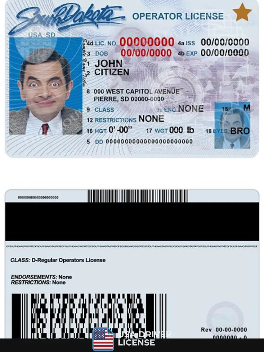 Usa South Dakota Driving License