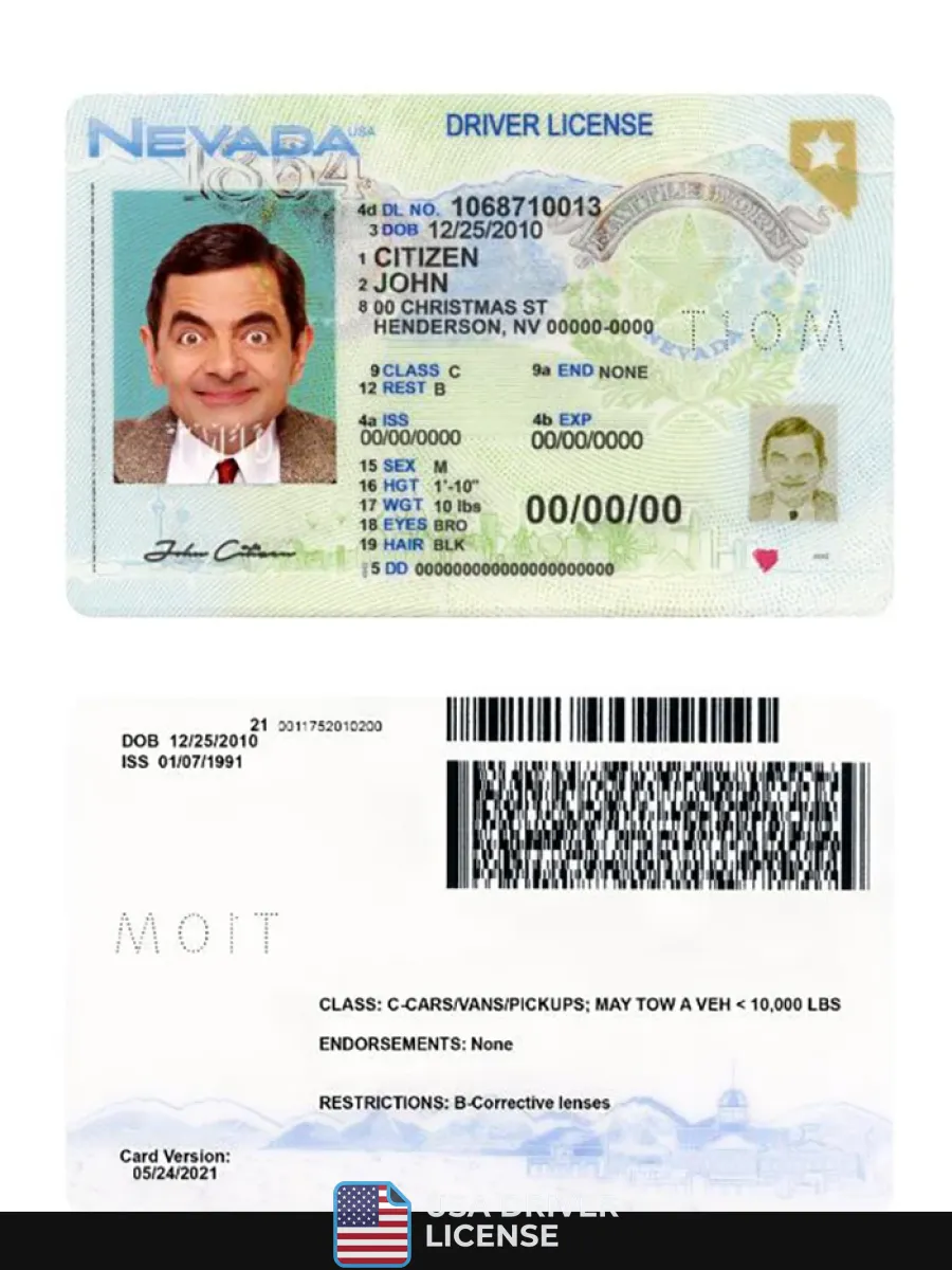Usa Nevada Driving License 2021 Present — Driver License