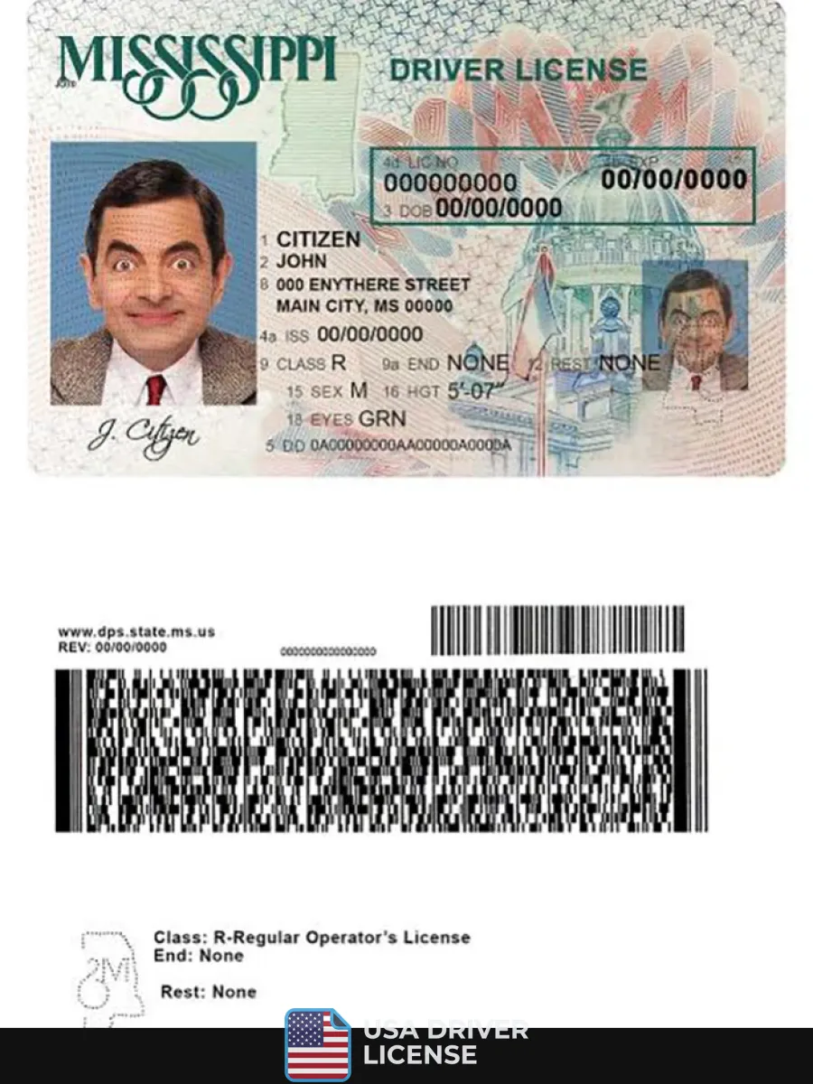 Usa Mississippi Driving License — Driver License