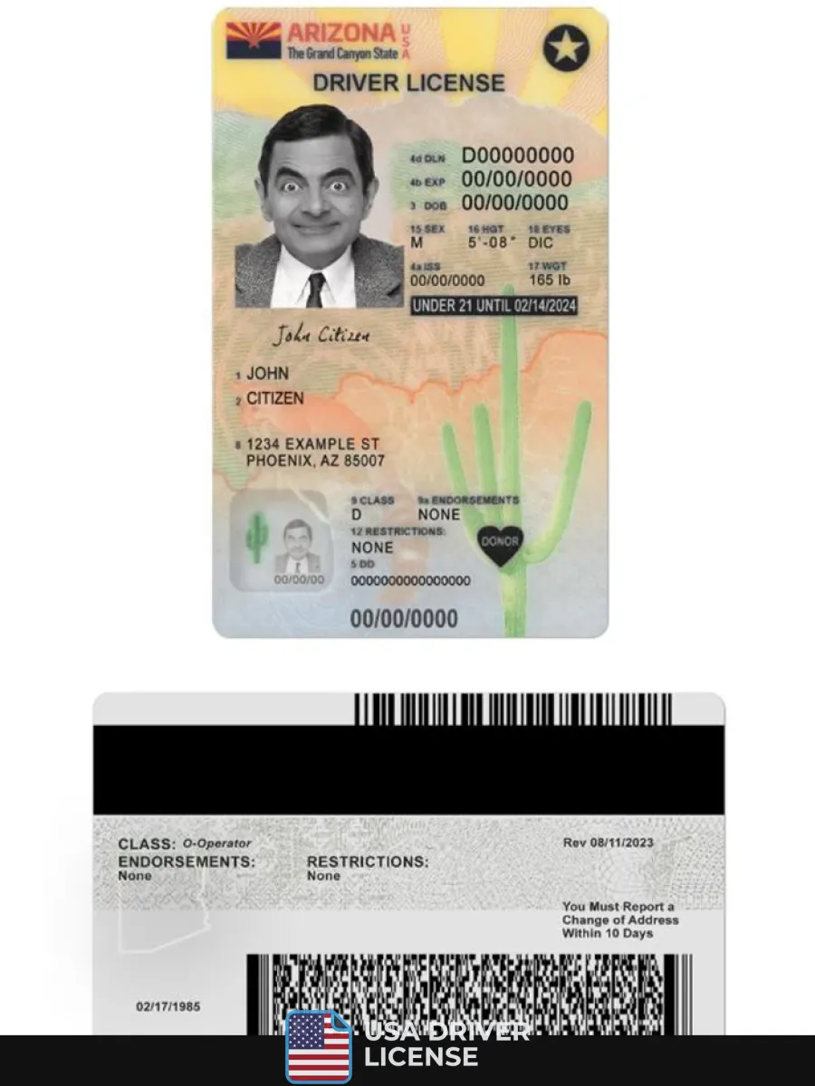 Usa Arizona Driving License Under 21 Version 2 — Driver License