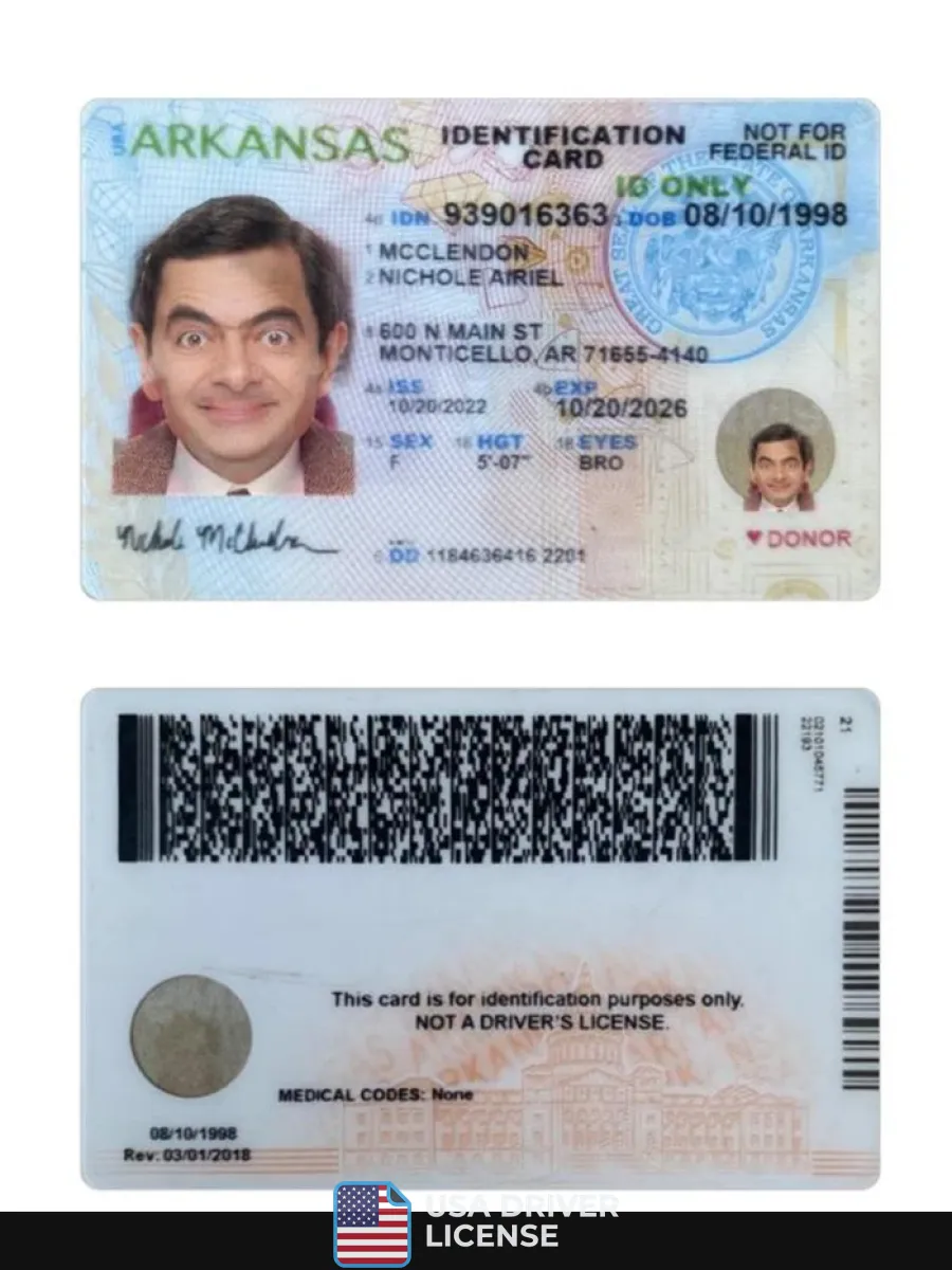 Usa Arkansas Id Card