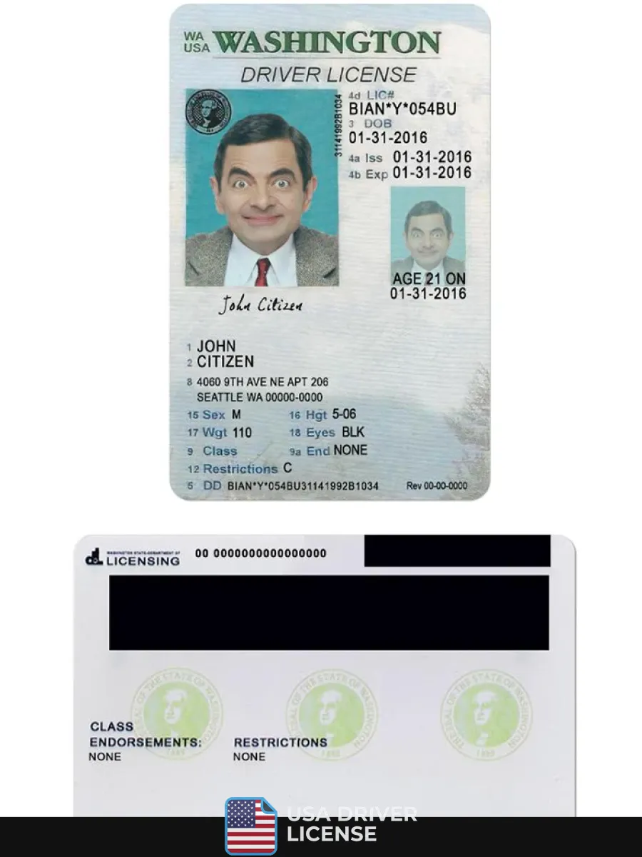 Usa Washigton Driving License Under 21