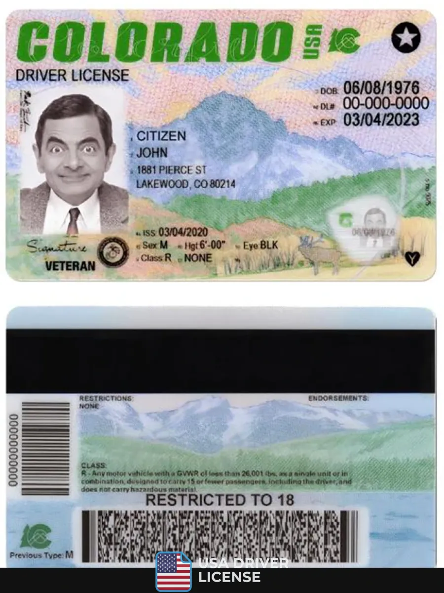 Usa Colorado New Driving License — Driver License