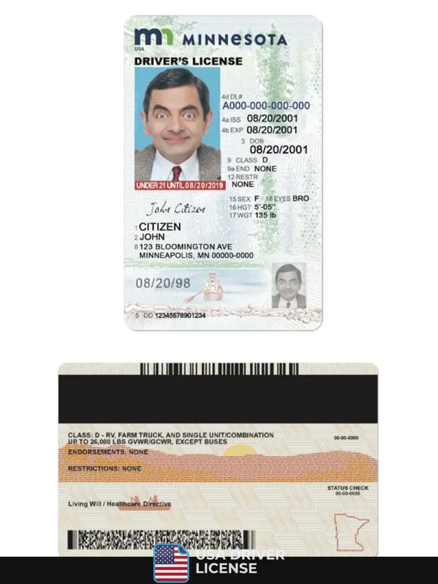 Usa Minnesota Driving License Under 21 — Driver License