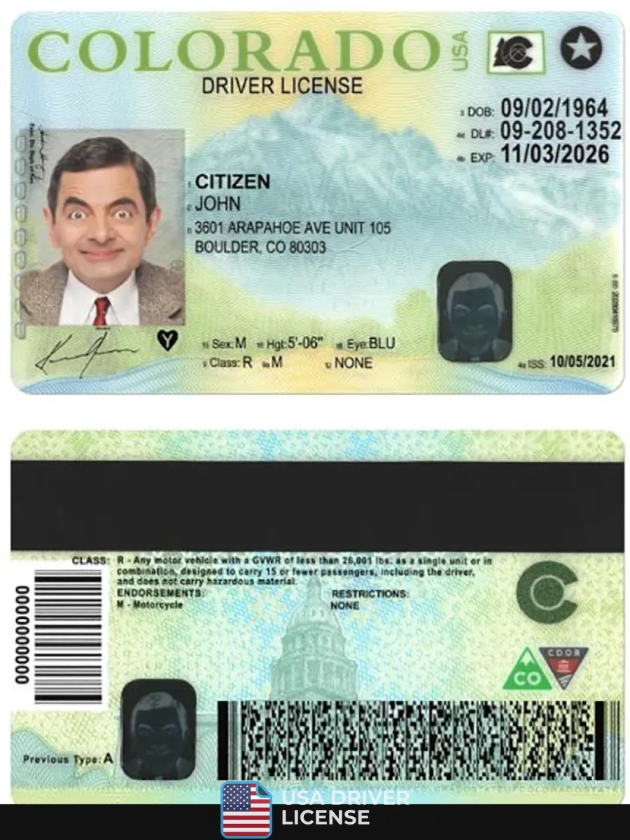 Usa Colorado Driving License Version 2 — Driver License