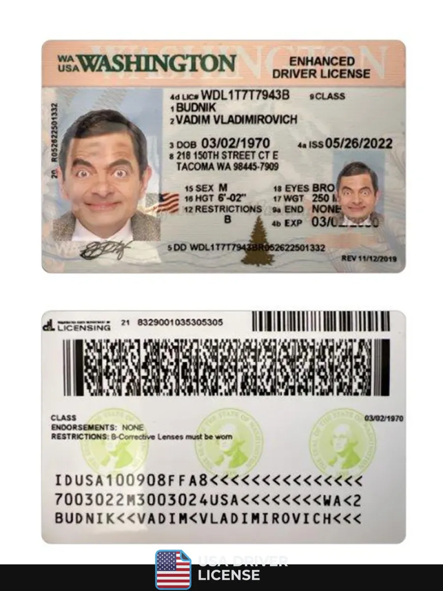 Usa Washington Driving License 2022 Present