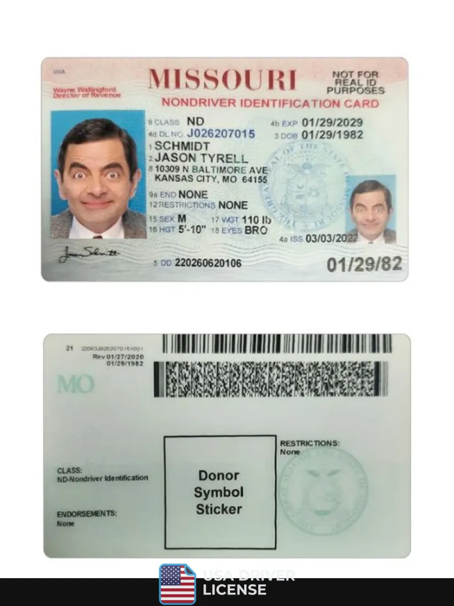 Usa Missouri Id Card — ID Cards