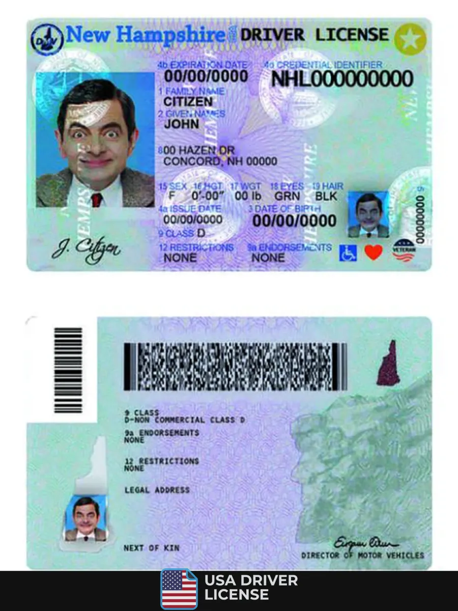 Usa New Hampshire Driving License — Driver License