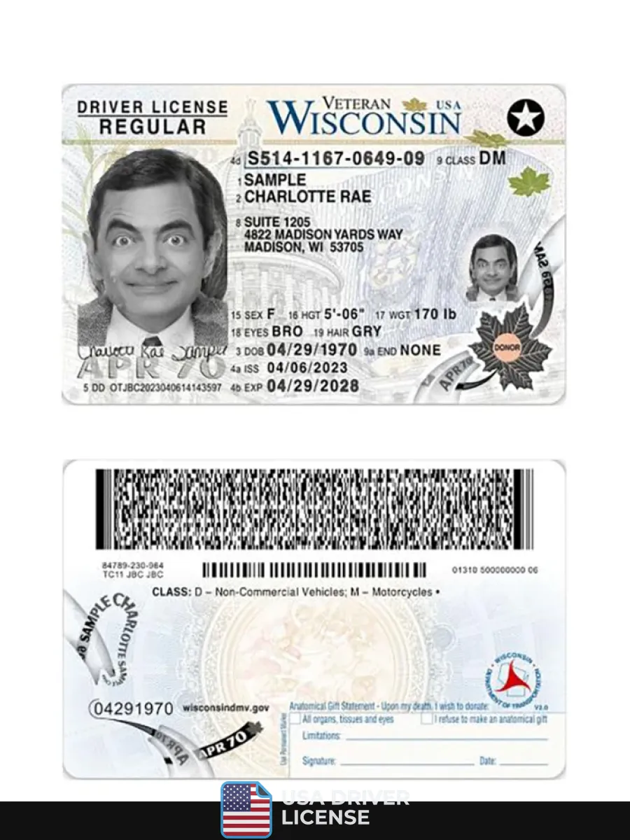 Usa Wisconsin Driving License 2023 Present
