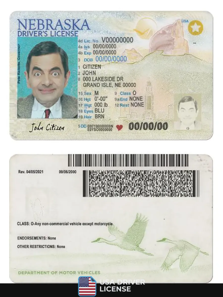 Usa Nebraska New Driving License — Driver License