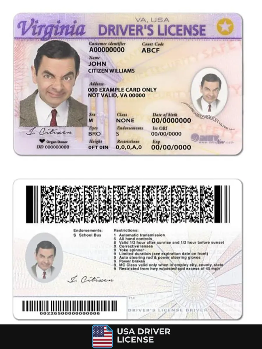 Usa Virginia Driving License — Driver License